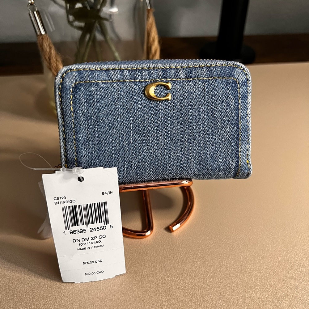 Coach Denim Small Zip Around Card Case